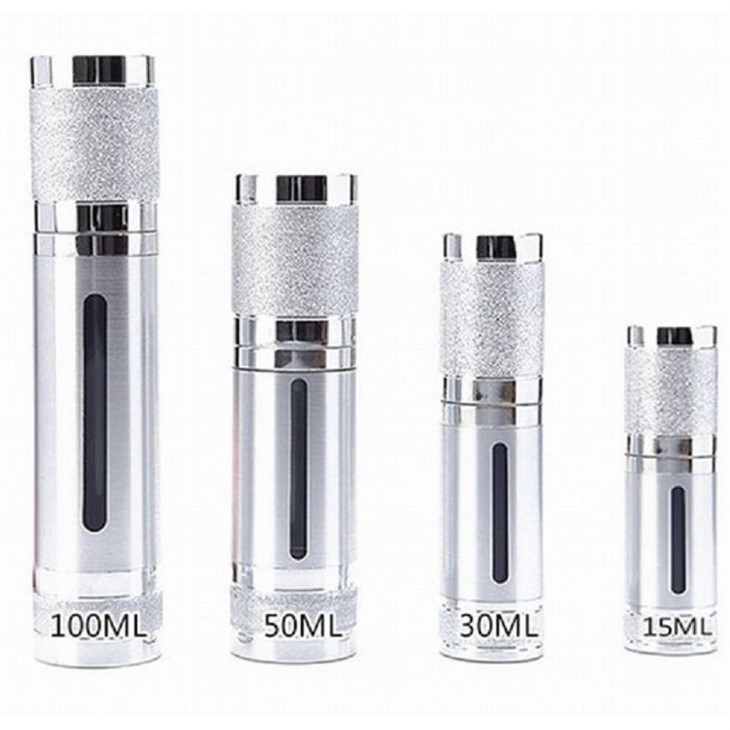 silver lotion airless pump bottle